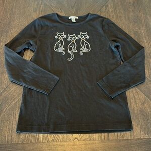 Mercer Street Studio Black Cat Halloween Top Small